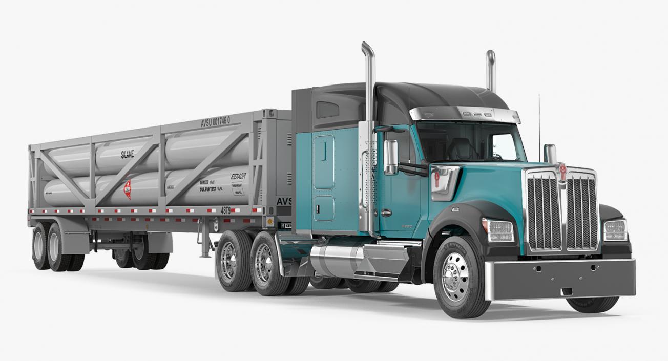 3D Truck Kenworth W990 with LNG Trailer