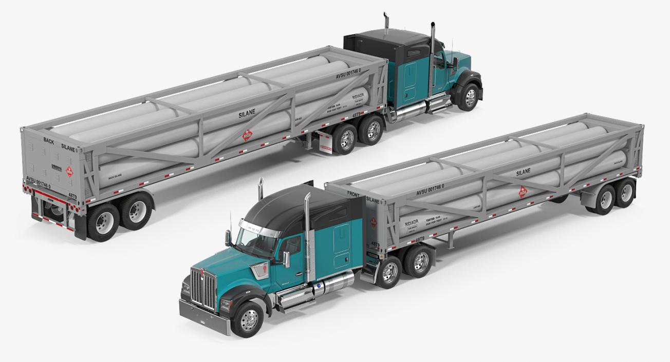 3D Truck Kenworth W990 with LNG Trailer