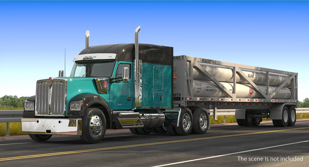 3D Truck Kenworth W990 with LNG Trailer