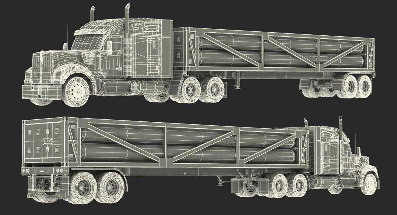 3D Truck Kenworth W990 with LNG Trailer