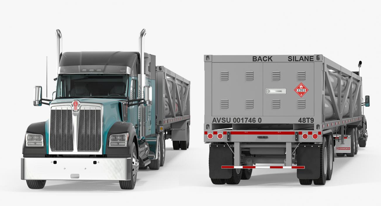 3D Truck Kenworth W990 with LNG Trailer