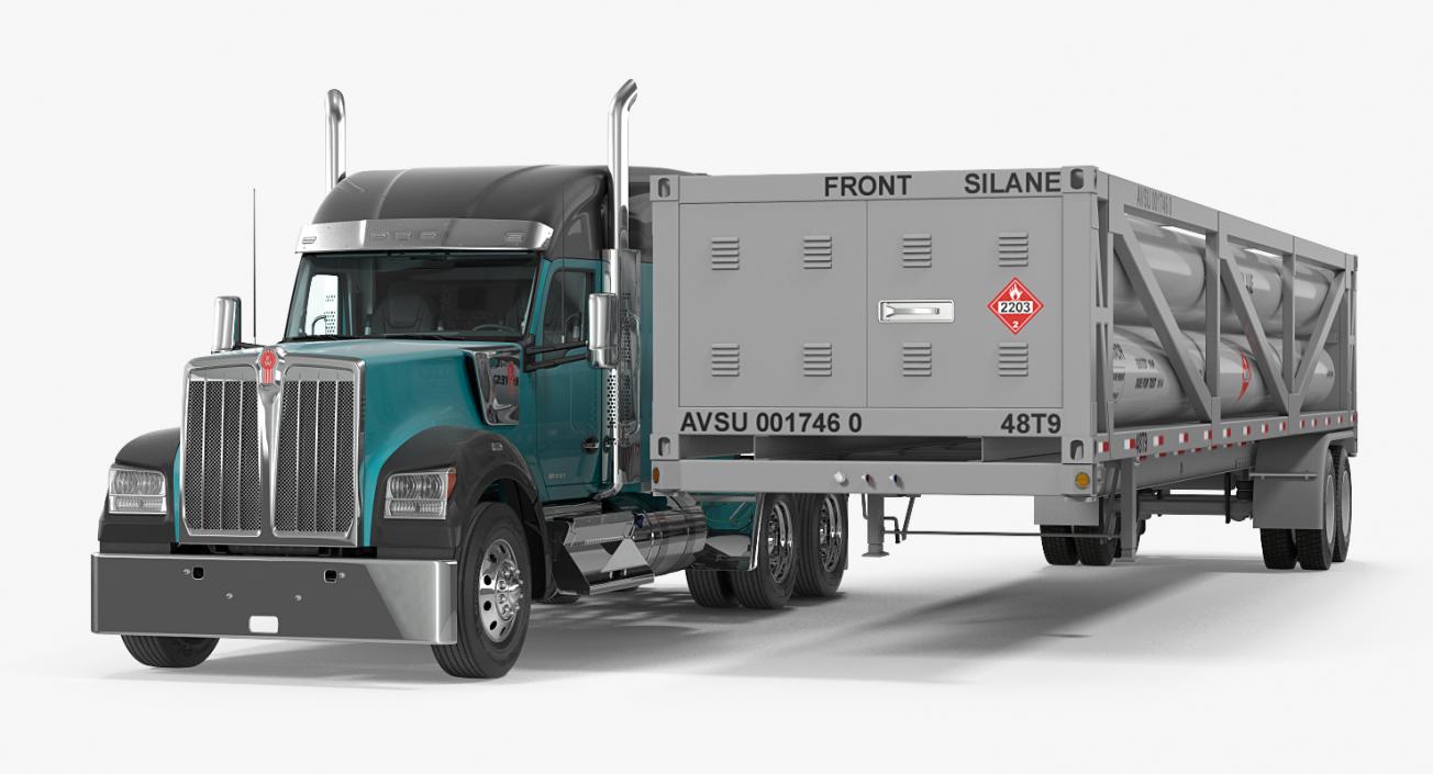 3D Truck Kenworth W990 with LNG Trailer