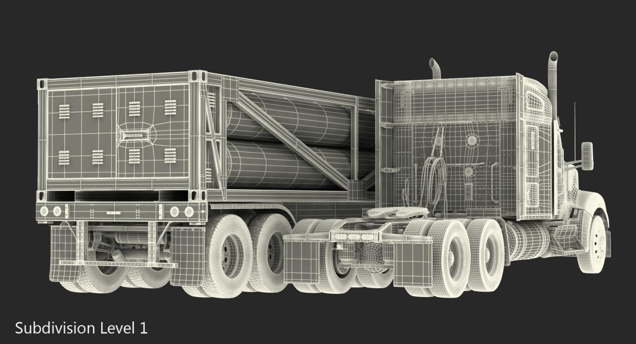 3D Truck Kenworth W990 with LNG Trailer