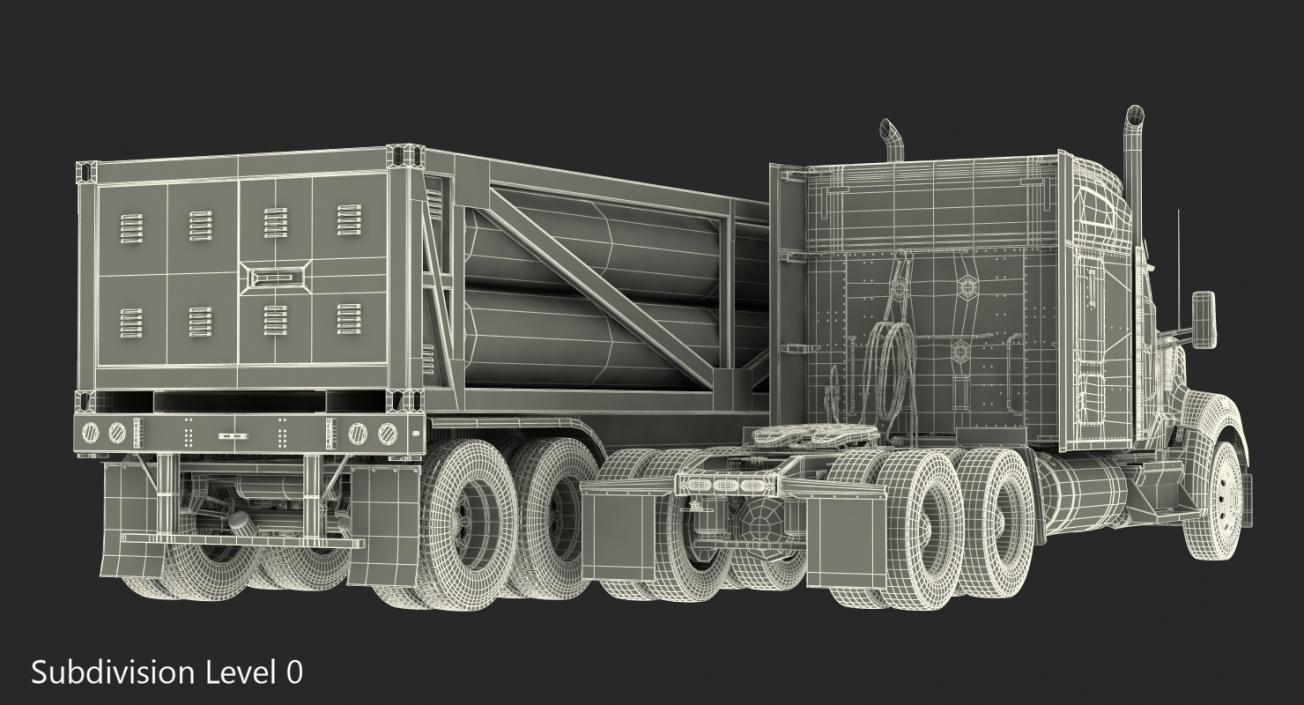 3D Truck Kenworth W990 with LNG Trailer