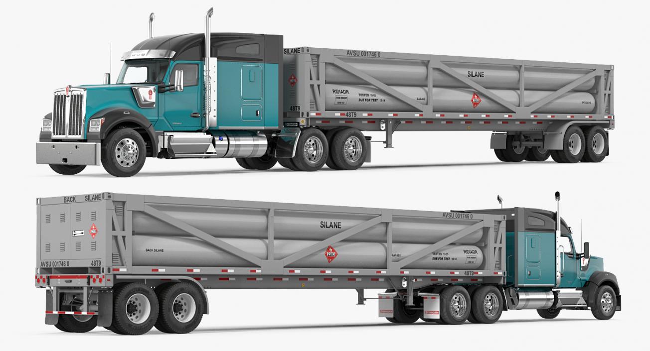 3D Truck Kenworth W990 with LNG Trailer