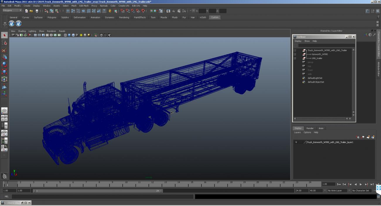 3D Truck Kenworth W990 with LNG Trailer