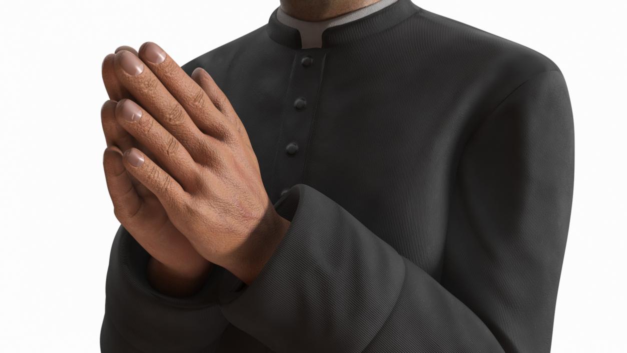 Priest Praying in a Kneeling Pew 3D