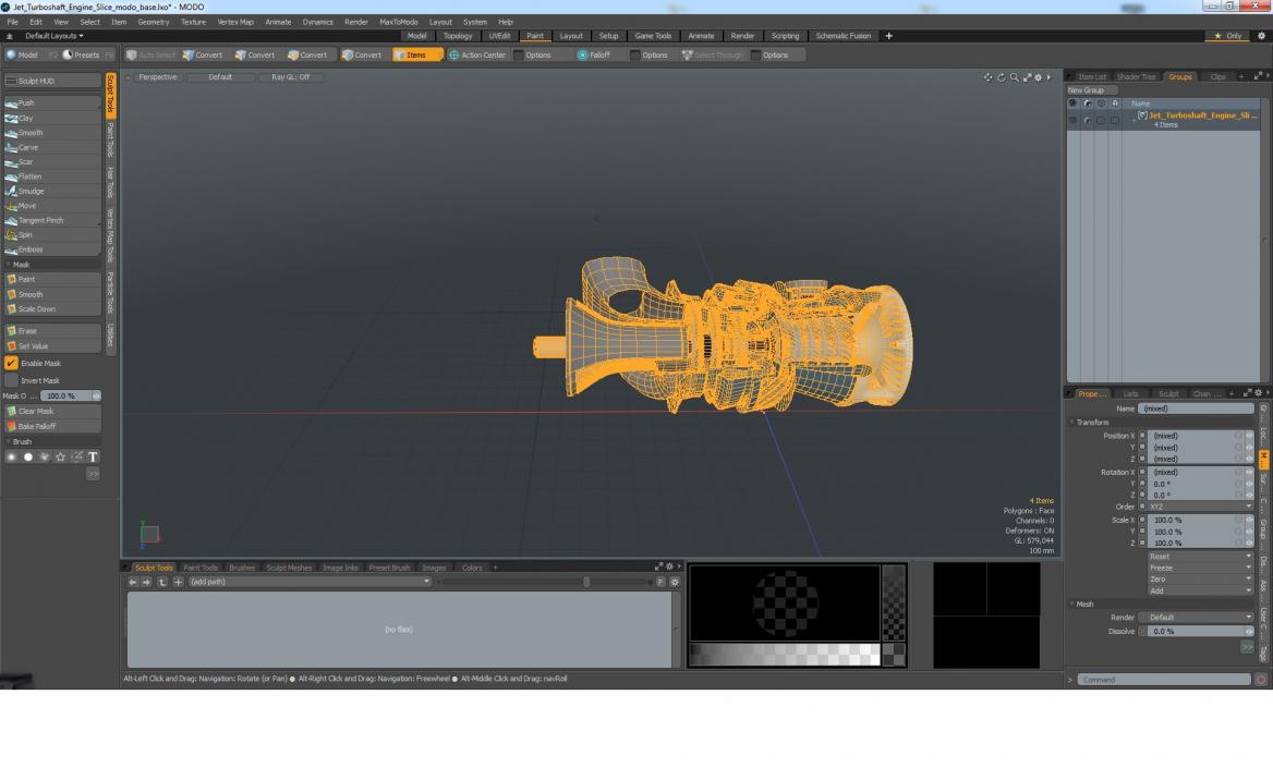 Jet Turboshaft Engine Slice 3D