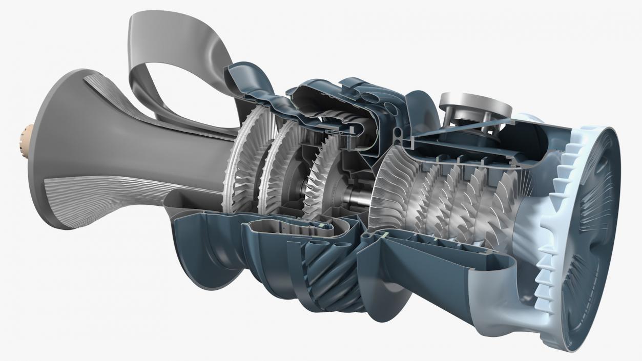 Jet Turboshaft Engine Slice 3D