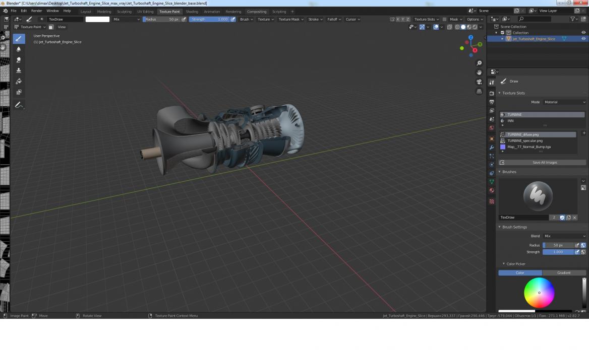 Jet Turboshaft Engine Slice 3D