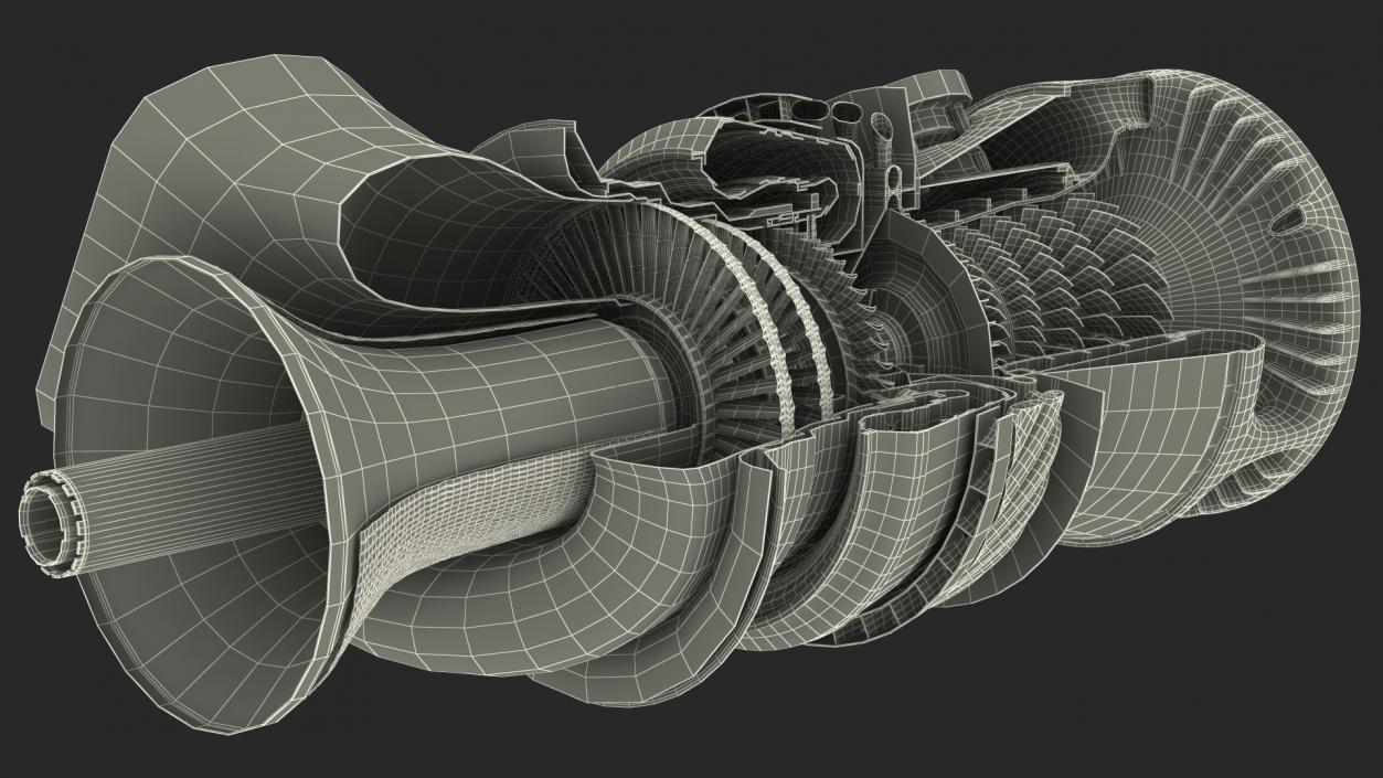 Jet Turboshaft Engine Slice 3D