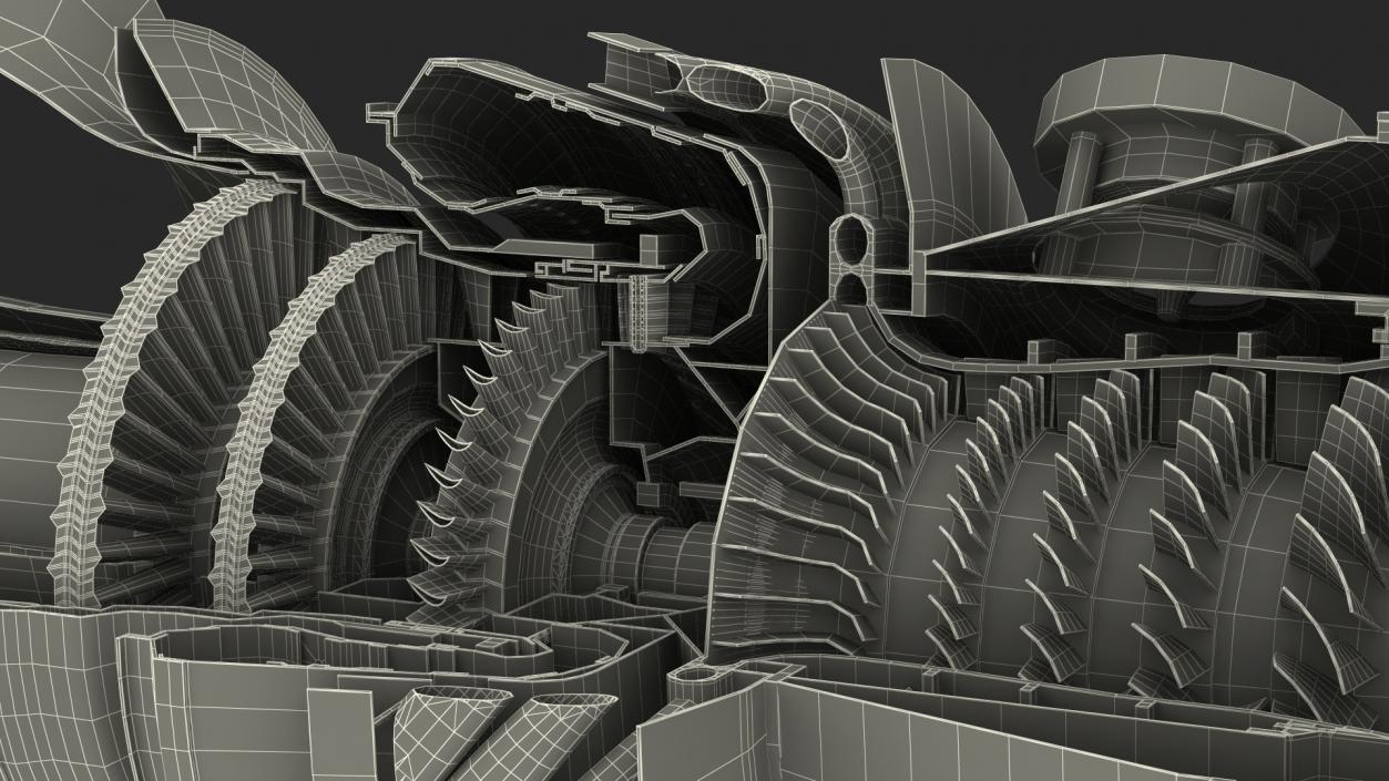 Jet Turboshaft Engine Slice 3D