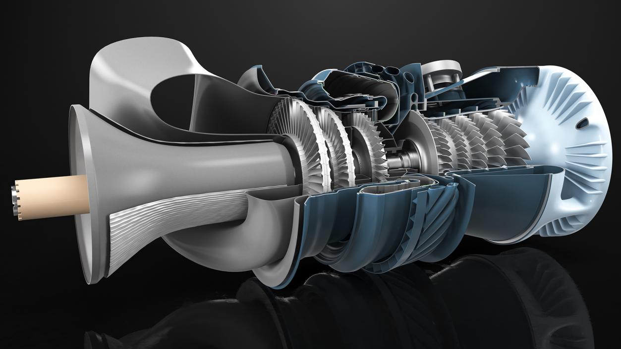 Jet Turboshaft Engine Slice 3D