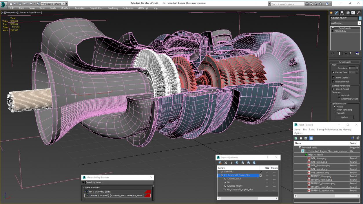 Jet Turboshaft Engine Slice 3D