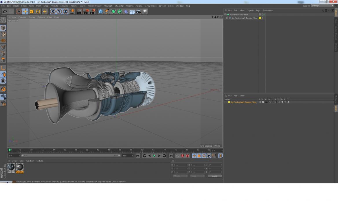 Jet Turboshaft Engine Slice 3D