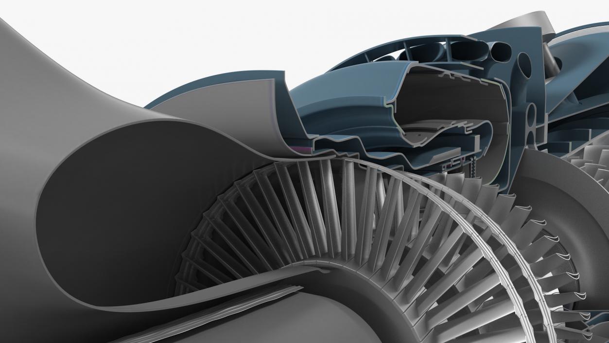 Jet Turboshaft Engine Slice 3D