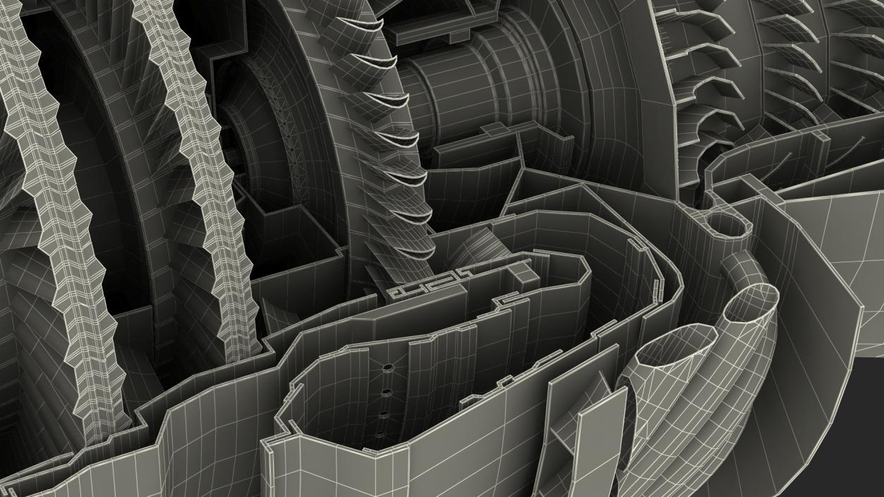 Jet Turboshaft Engine Slice 3D