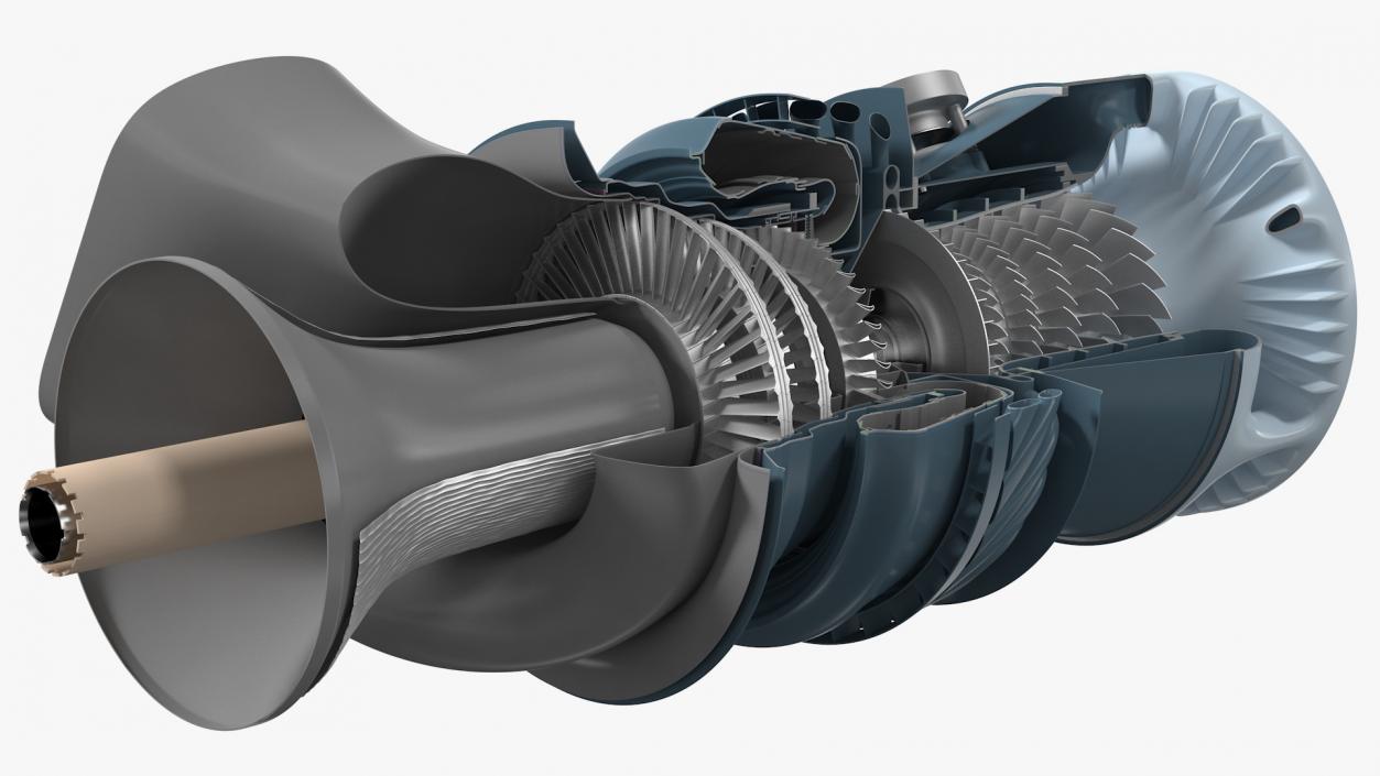 Jet Turboshaft Engine Slice 3D