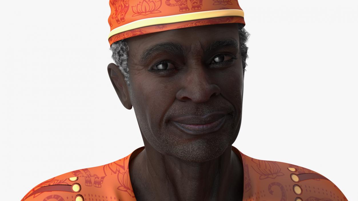 3D Traditional Style Afro American Old Gentleman Sitting model