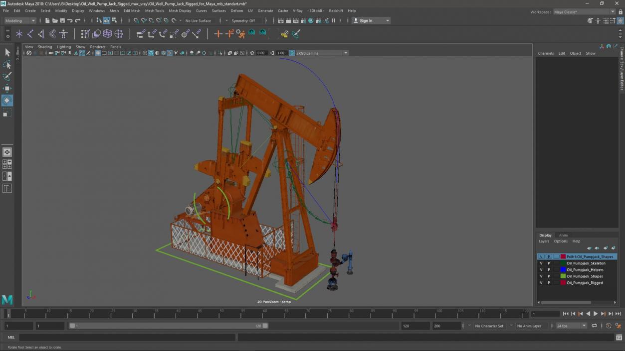 Oil Well Pump Jack Rigged for Maya 3D model