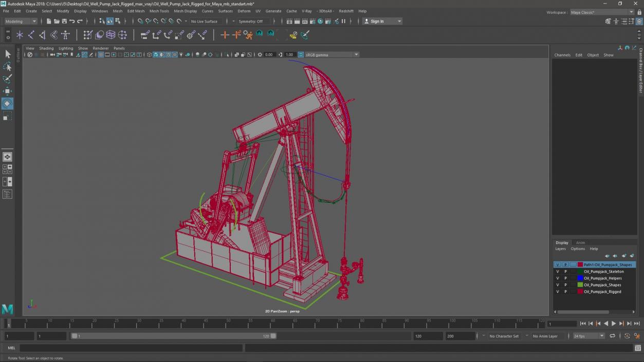 Oil Well Pump Jack Rigged for Maya 3D model