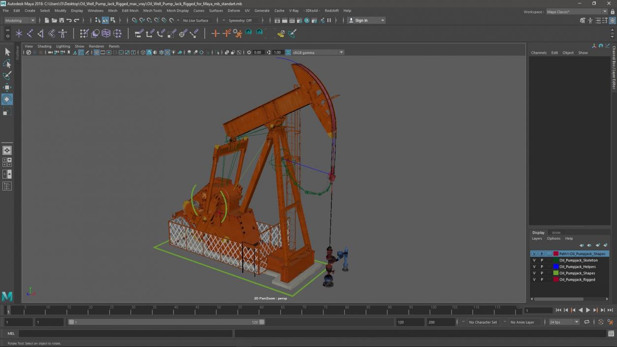 Oil Well Pump Jack Rigged for Maya 3D model