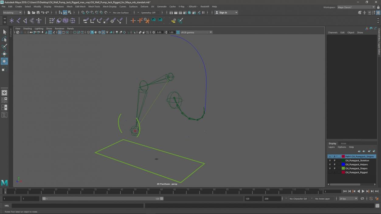Oil Well Pump Jack Rigged for Maya 3D model