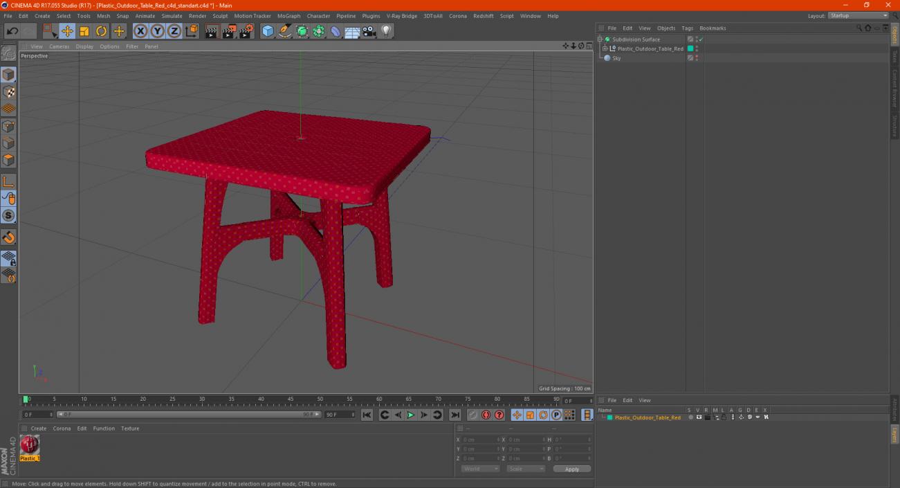 3D model Plastic Outdoor Table Red