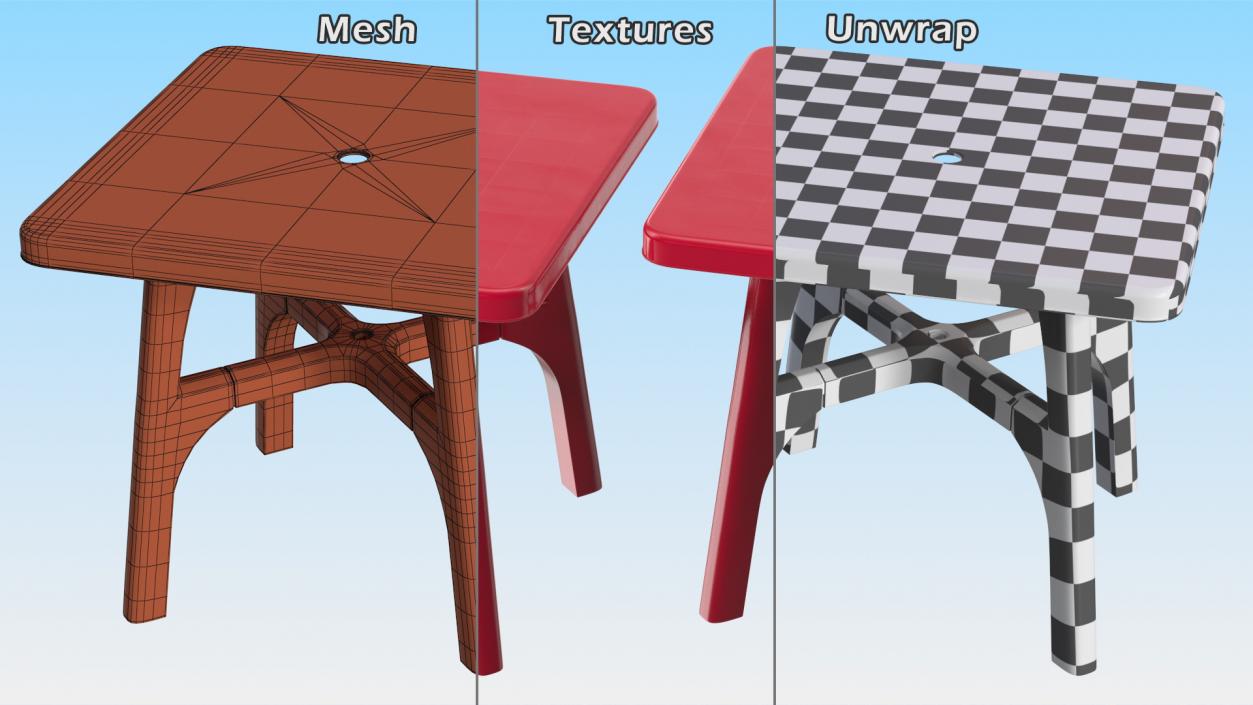 3D model Plastic Outdoor Table Red