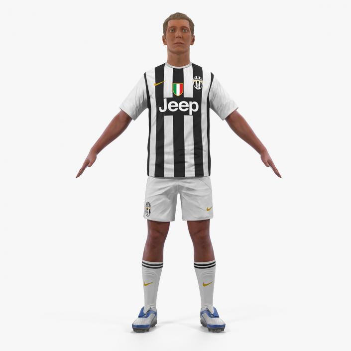 Soccer or Football Player Juventus with Hair 3D model