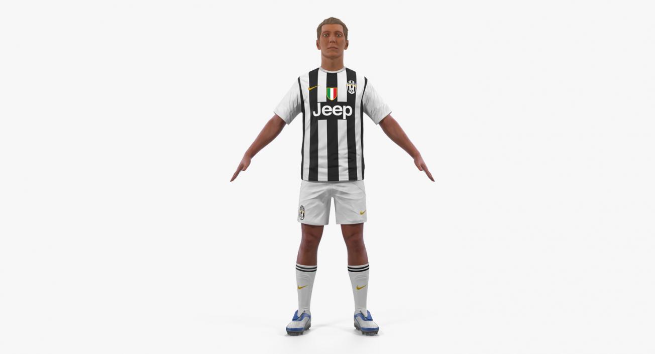 Soccer or Football Player Juventus with Hair 3D model