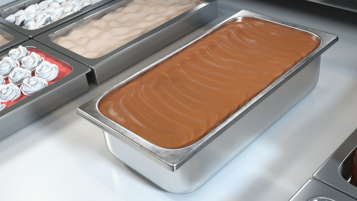 Ice Cream Tray Chocolate Untouched Surface 3D