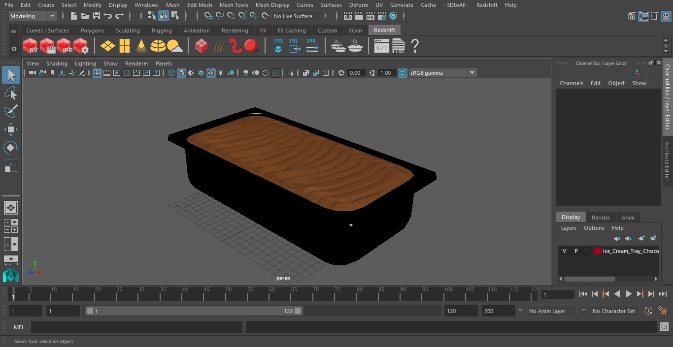 Ice Cream Tray Chocolate Untouched Surface 3D