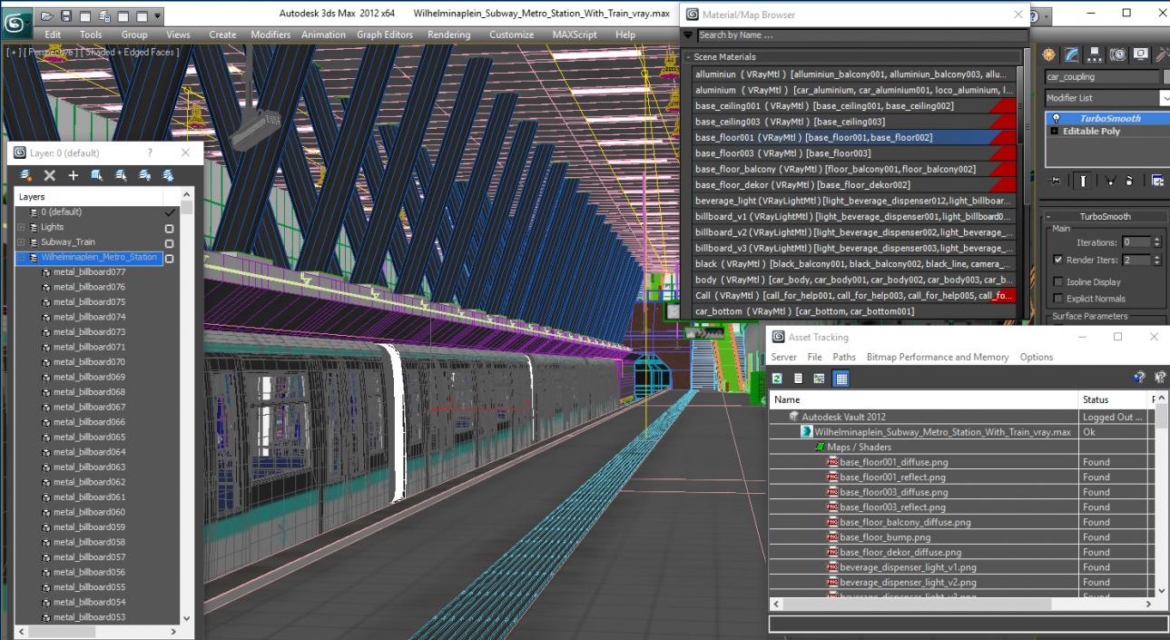 Wilhelminaplein Subway Metro Station With Train 3D