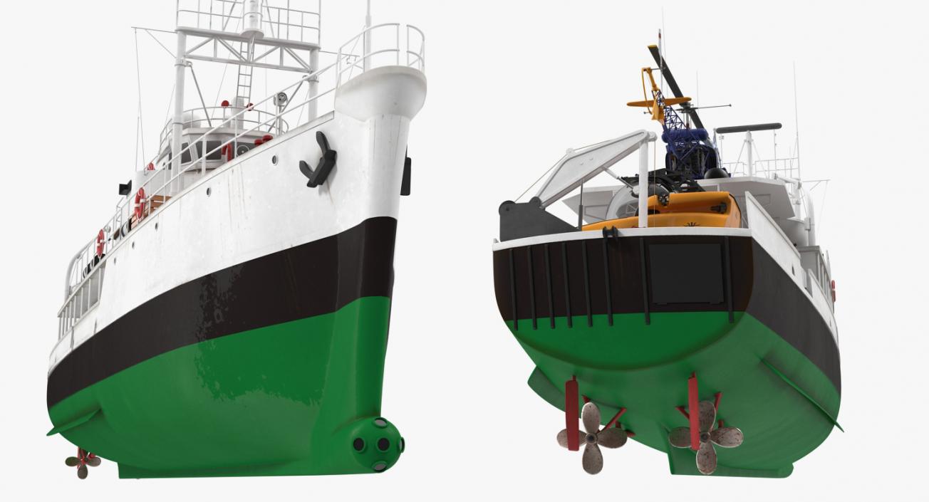 3D model Oceanographic Vessel with Helicopter and Submarine