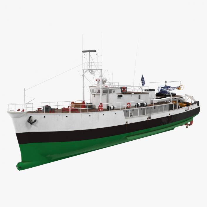 3D model Oceanographic Vessel with Helicopter and Submarine