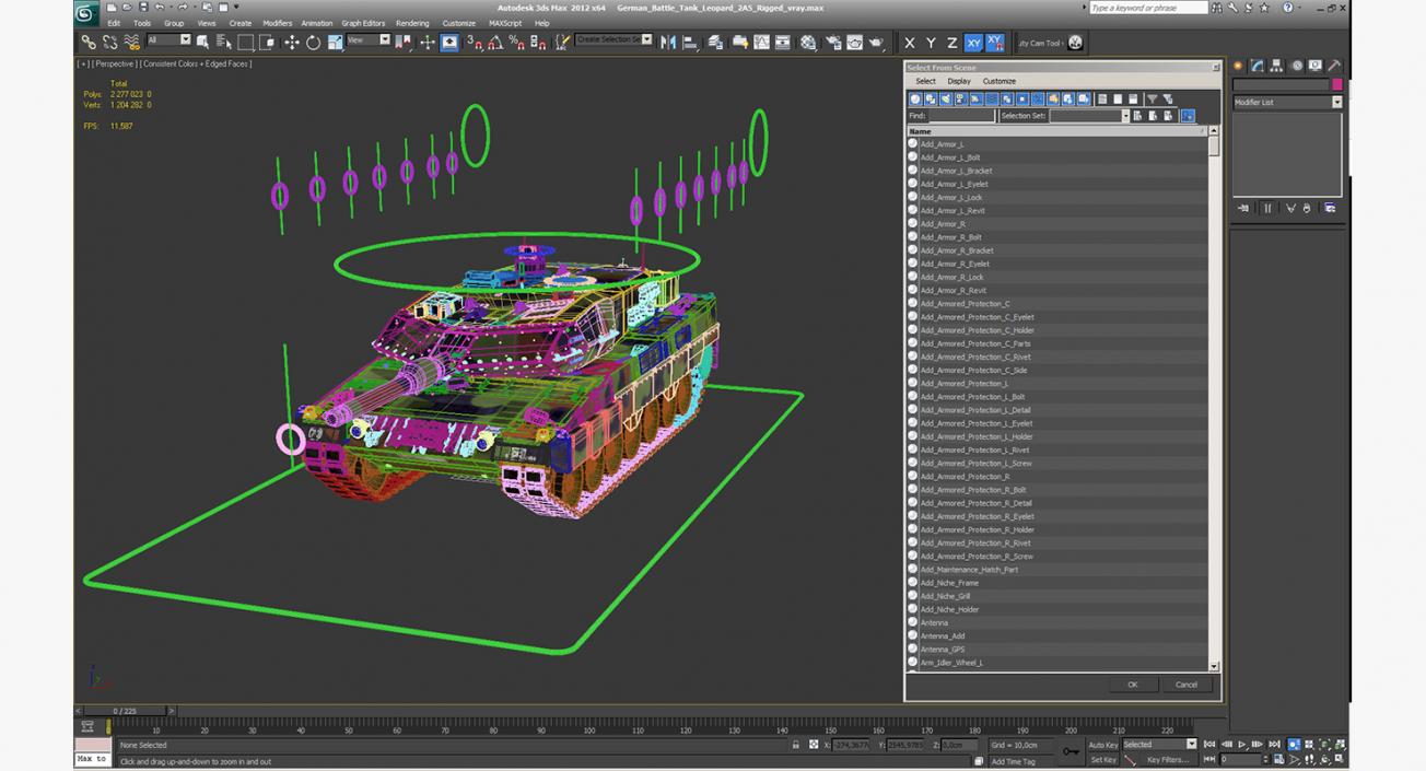 German Battle Tank Leopard 2A5 Rigged 3D