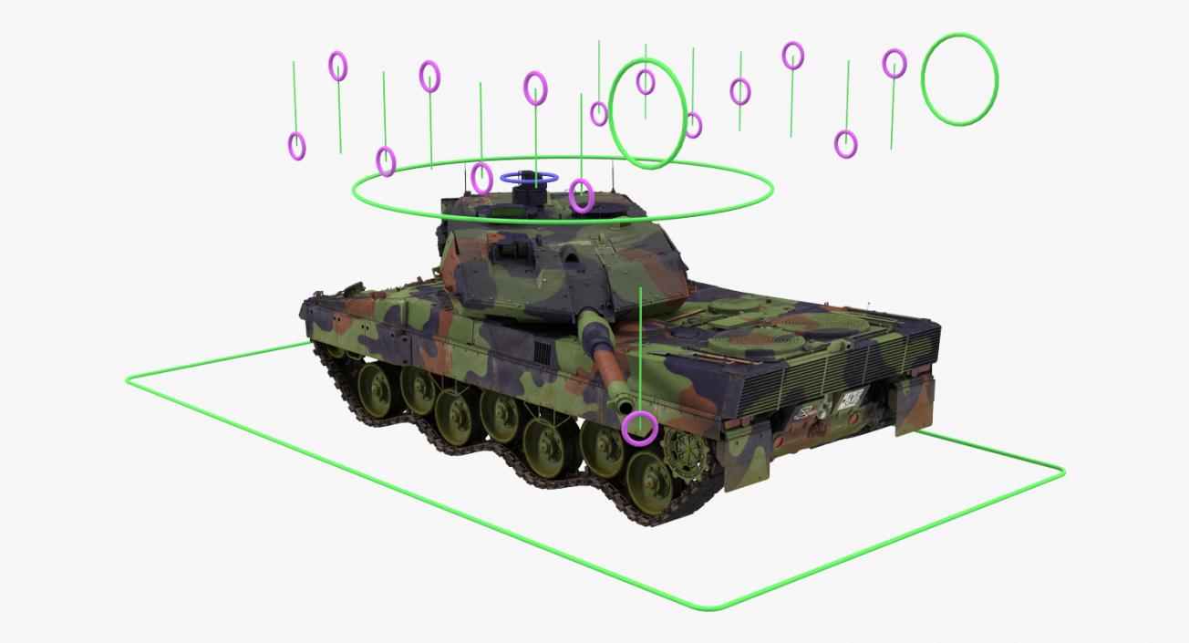 German Battle Tank Leopard 2A5 Rigged 3D