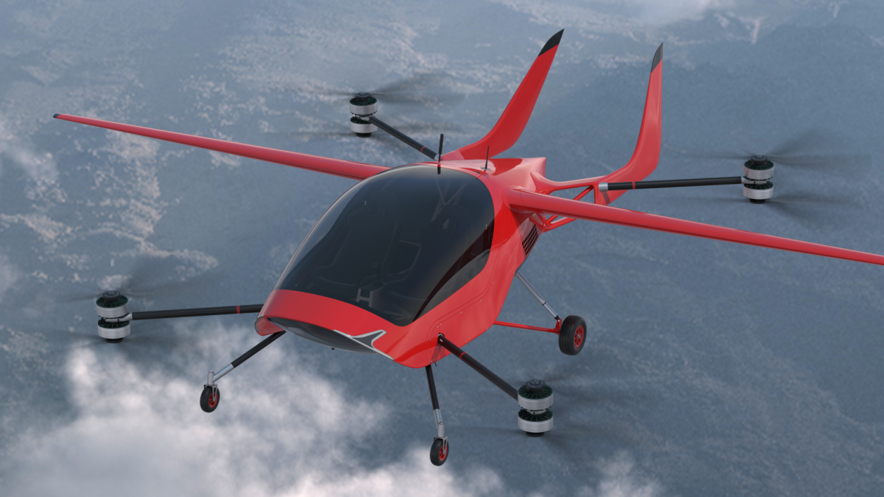 Air Vehicle for Two Passengers Red 3D model