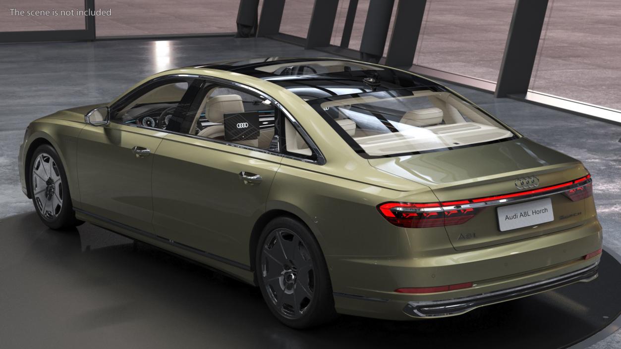 3D model Horch Audi A8L Luxury Sedan Green Rigged