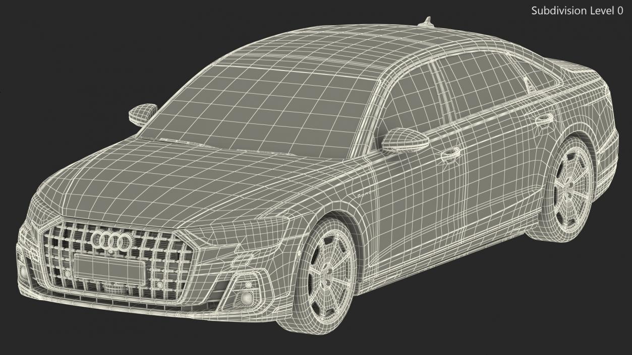 3D model Horch Audi A8L Luxury Sedan Green Rigged