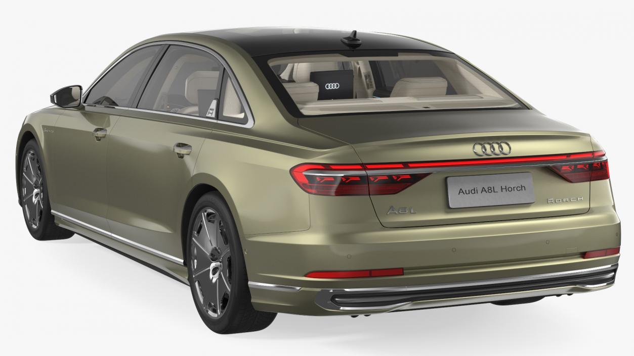 3D model Horch Audi A8L Luxury Sedan Green Rigged