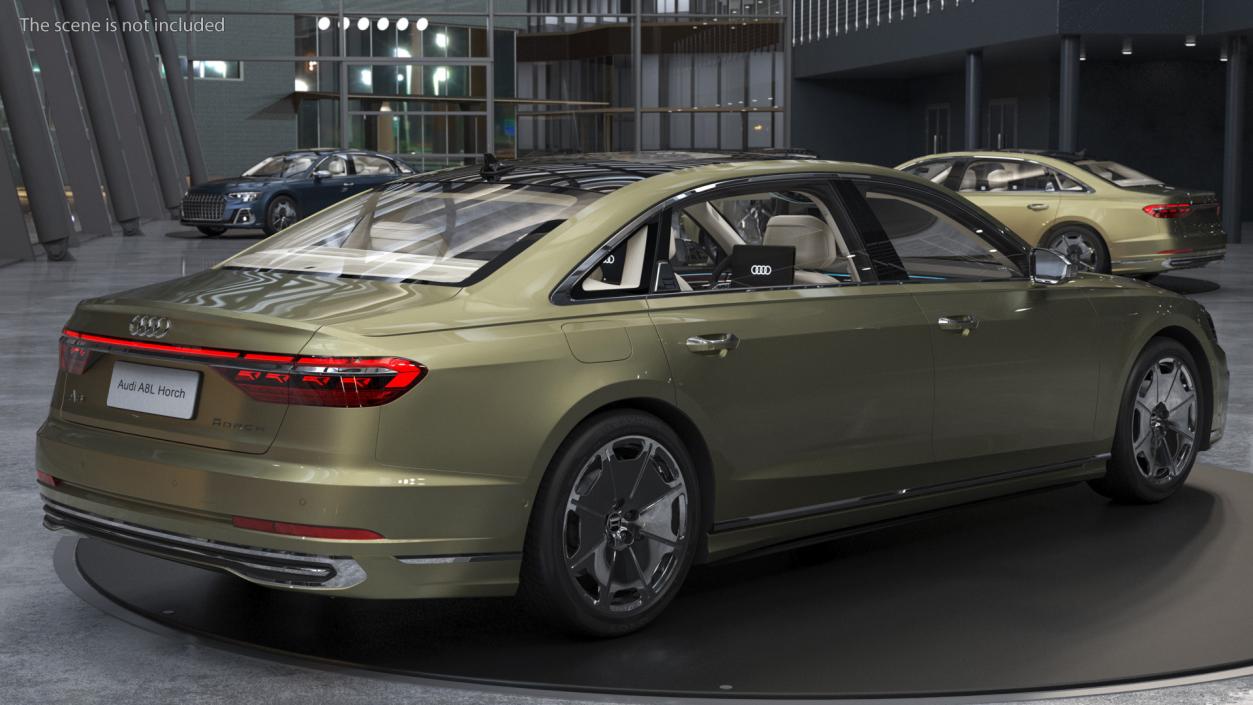 3D model Horch Audi A8L Luxury Sedan Green Rigged