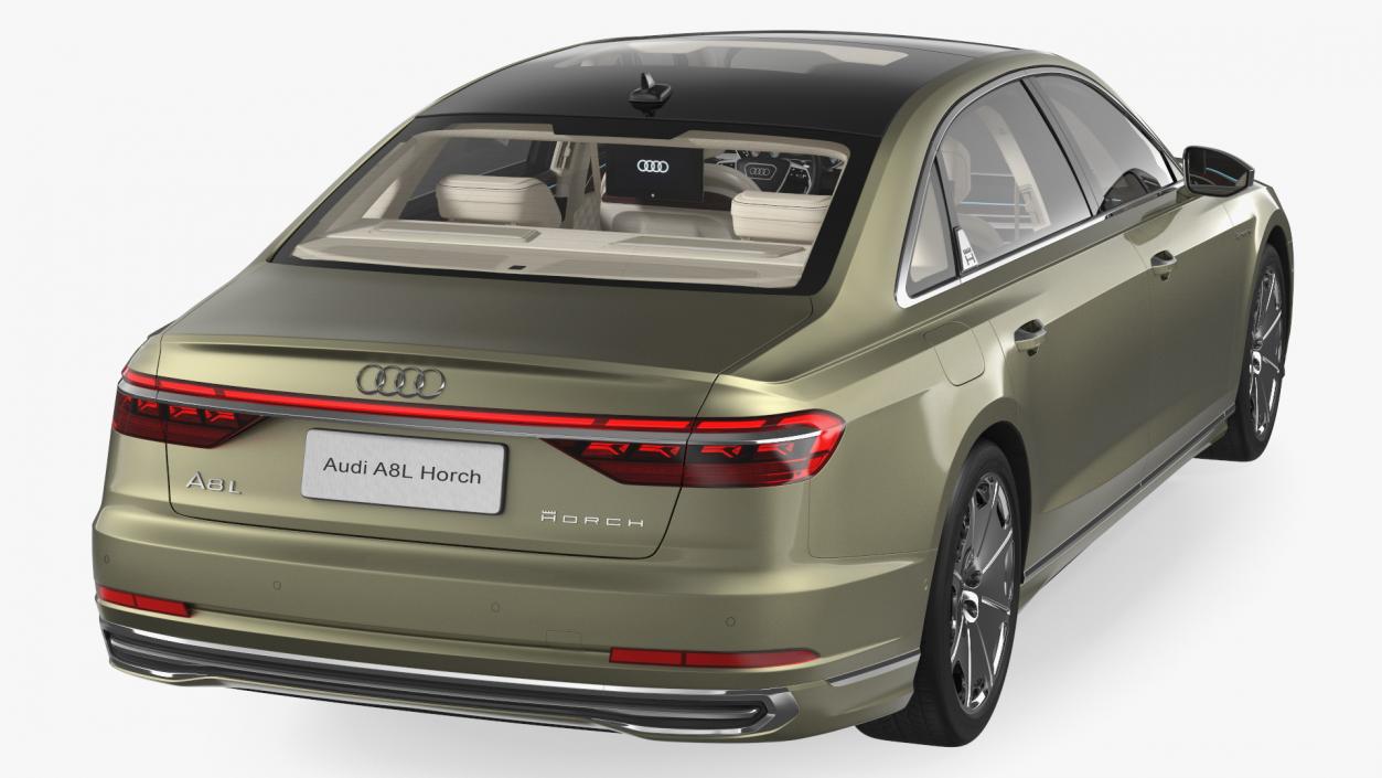 3D model Horch Audi A8L Luxury Sedan Green Rigged