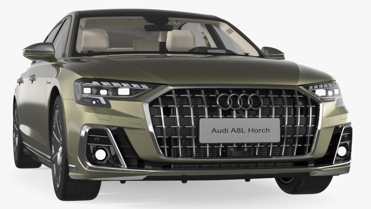 3D model Horch Audi A8L Luxury Sedan Green Rigged