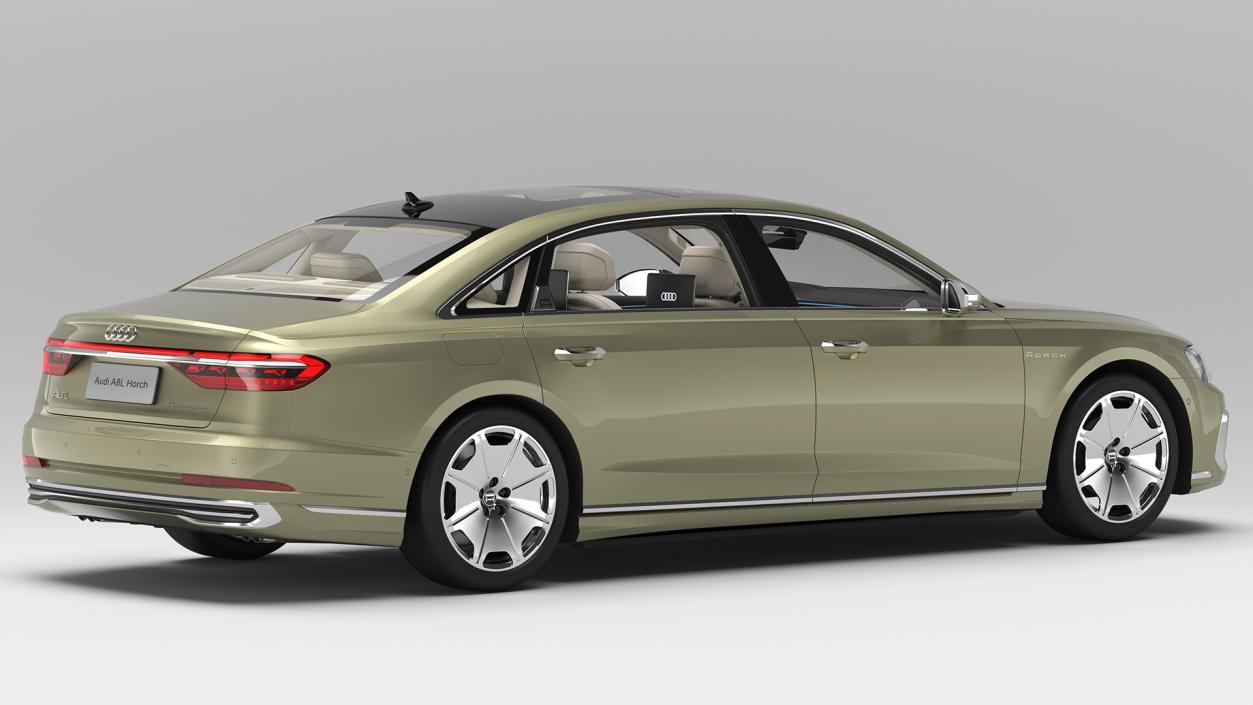 3D model Horch Audi A8L Luxury Sedan Green Rigged