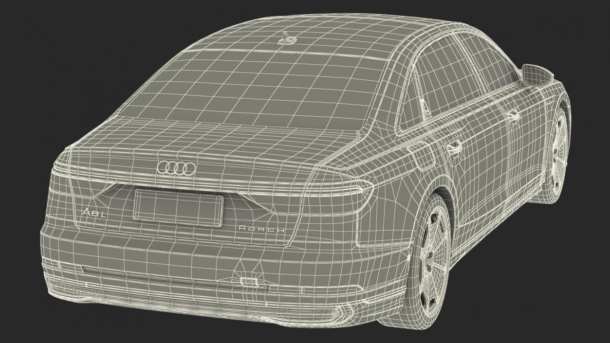 3D model Horch Audi A8L Luxury Sedan Green Rigged