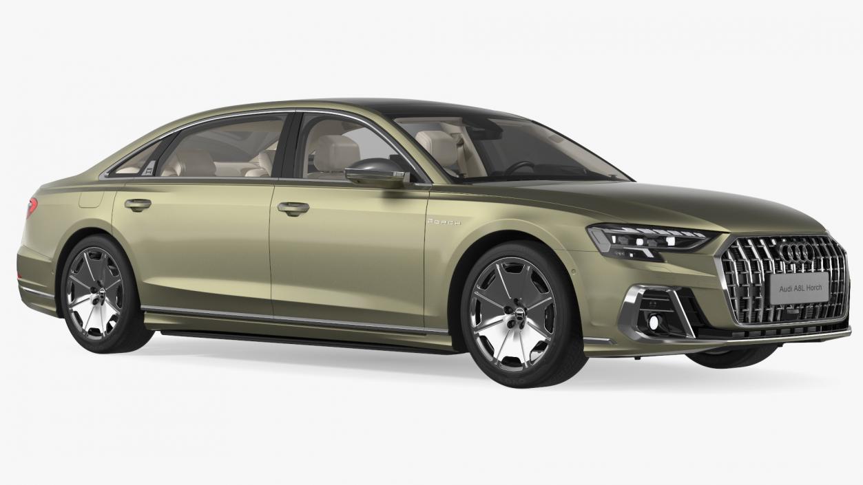 3D model Horch Audi A8L Luxury Sedan Green Rigged