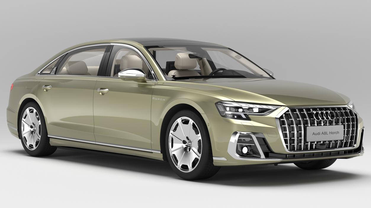 3D model Horch Audi A8L Luxury Sedan Green Rigged