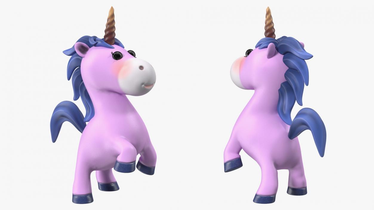 3D Pink Cartoon Unicorn Jumping Pose model